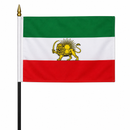 Imperial Iranian Lion & Sun Black Wood Stick Flag | 4"x6" Handheld Flag