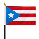 Puerto Rico Stick Flag | 4"x6" Handheld Flag | Black Staff | Light Blue Edition