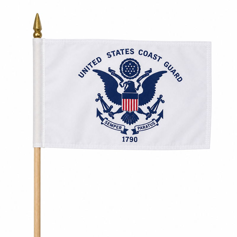 Drapeau USA Coast Guard 90x150 Cm – Polyester Résistant, œillets Métalliques, Sticker Offert