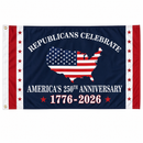Republicans Celebrate 2026 America Custom Flag | 3x5 Ft | Double Sided | Real Brass Grommets | Made to Order