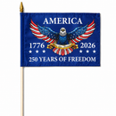 America 250 Years of Freedom We the People Eagle Stick Flag | 4x6 In | Natural Wood Staff | Gold Spear | 12-Pack