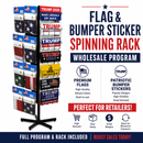 Flag & Bumper Sticker Spinning Rack Wholesale Program | Retailer Special | Full Program & Rack Only