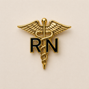 RN Caduceus Lapel Pin Gold Tone Black Enamel | Registered Nurse Gift Pin