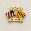 Vietnam Veteran Crossed Flags Lapel Pin Gold Tone Enamel | Military Honor Pin