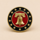 Liberty Bell Lapel Pin Gold Tone Red Enamel | Patriotic American Freedom Pin