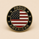 Proud American Lapel Pin Antique Bronze | American Flag Round Patriotic Pin