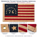 Bennington '76 Light Vintage Colonial Americana Cotton Sewn Flag – Tea Stained Historic Flag with Brass Grommets – 5x8 Ft
