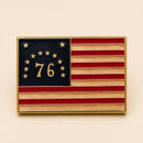 Bennington Flag Lapel Pin Gold Tone Enamel | 1776 Revolutionary War Spirit of 76 Pin