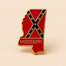Mississippi State Shape Lapel Pin Gold Tone Enamel | Historic State Flag Design | Southern Heritage Pin