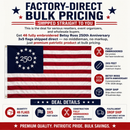 Betsy Ross 1776–2026 America 250th Anniversary 3x5 Embroidered Flags | Bulk Drop Ship Deal | 46 Flags Direct