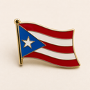 Puerto Rico Light Blue Waving Flag Cloisonne Lapel Pin | Hand-Stamped Hard Enamel | Singles & Bulk