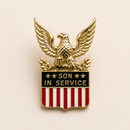 Son in Service Eagle Shield Lapel Pin Gold Tone Enamel | Military Pride