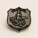 Virginia Sic Semper Tyrannis Shield Lapel Pin Antique Silver | VA State Seal
