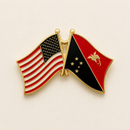 USA Papua New Guinea Crossed Friendship Flag Cloisonne Lapel Pin | Hand-Stamped Hard Enamel | Singles & Bulk