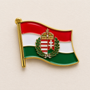 Hungary Coat of Arms Wavy Flag Cloisonne Lapel Pin | Hand-Stamped Hard Enamel | 2-Pack, Dozen & Bulk