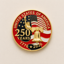 USA 250 Years 1776–2026 Commemorative Coin Lapel Pin | Statue of Liberty & Liberty Bell