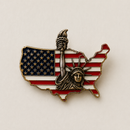 USA Map & Statue of Liberty Lapel Pin | America 250th Cloisonné Pin