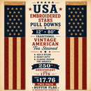 USA Pull Down Two Pack Embroidered American Tea Stained 12x80 Inches Limted Edition Sale Ships June 15