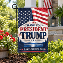 Lake America USA 2026 Thank You President Trump Collector's Garden Flag | 12x18 in | Double Sided