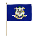 Connecticut 12"x18" Stick Flag ROUGH TEX® 68D 30" Wooden Staff