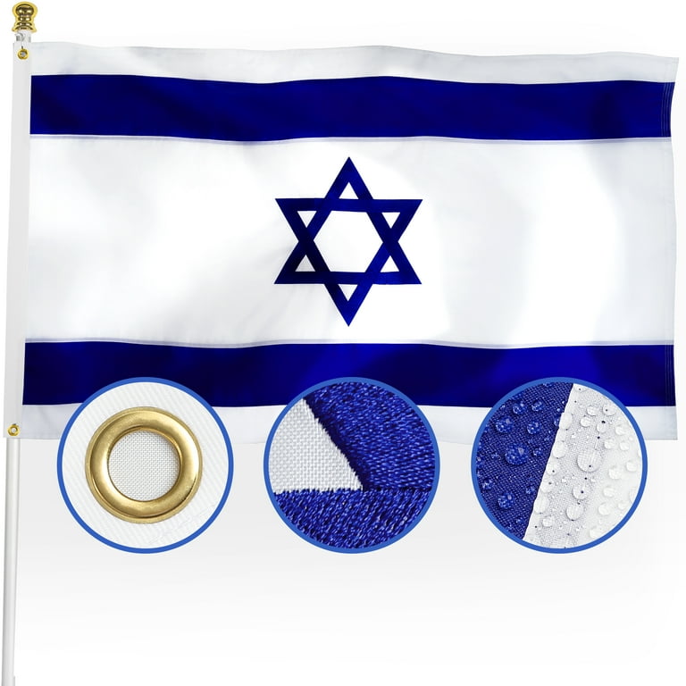 Israel Flags Embroidered 3x5 Feet Nylon