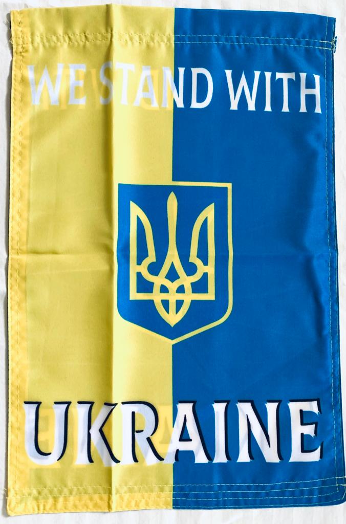 We Stand With Ukraine 12"x18" 100D ROUGH TEX® Double Sided Garden Flag