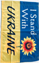 I Stand With Ukraine Sunflower 12"x18" 100D ROUGH TEX® Double Sided Garden Flag Ukrainian American USA