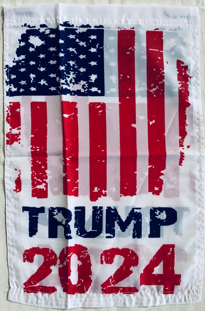 Trump 2024 White Distressed 12"x18" 100D ROUGH TEX® Double Sided Garden Flag