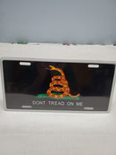 Gadsden Black Auto Tag Don't Tread on Me License Plate Aluminum Embossed