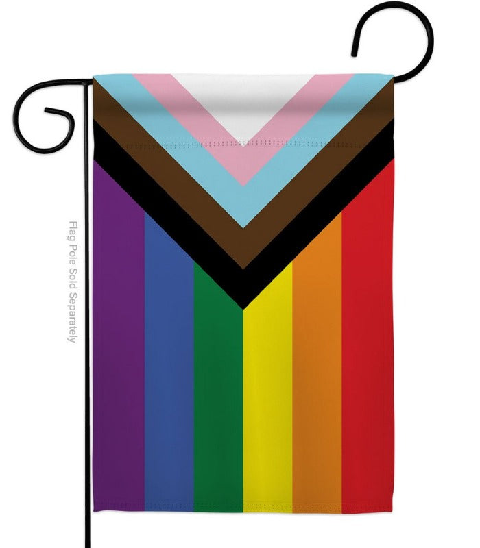 Pride Progressive Garden Flag 12x18 Inches Nylon Flag ROUGH TEX® double sided