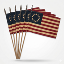 Betsy Ross 12x18 Inch Stick Flags Vintage Tea Stained 30 Inch Wooden Staffs American Revolution New Batch Ships June 1 2026