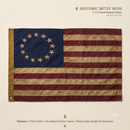 Betsy Ross Flag – Dark Vintage Tea Stained 100% Cotton 3x5 | Embroidered Stars | All-Sewn Stripes | 1776–2026 Commemorative
