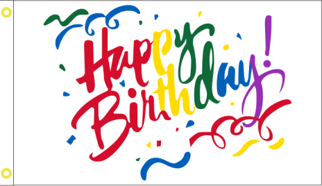 Happy Birthday White 3'X5' Double Sided Flag ROUGH TEX® 100D