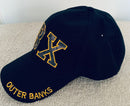 OBX Outer Banks North Carolina Navy Blue & Woods Camo Black Embroidered Premium Cotton Embroidered Cap
