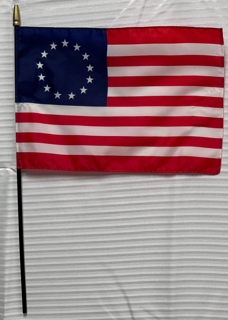 Betsy Ross 4"x6" Desk Stick Flag Sewn Rough Tex®  Made In USA