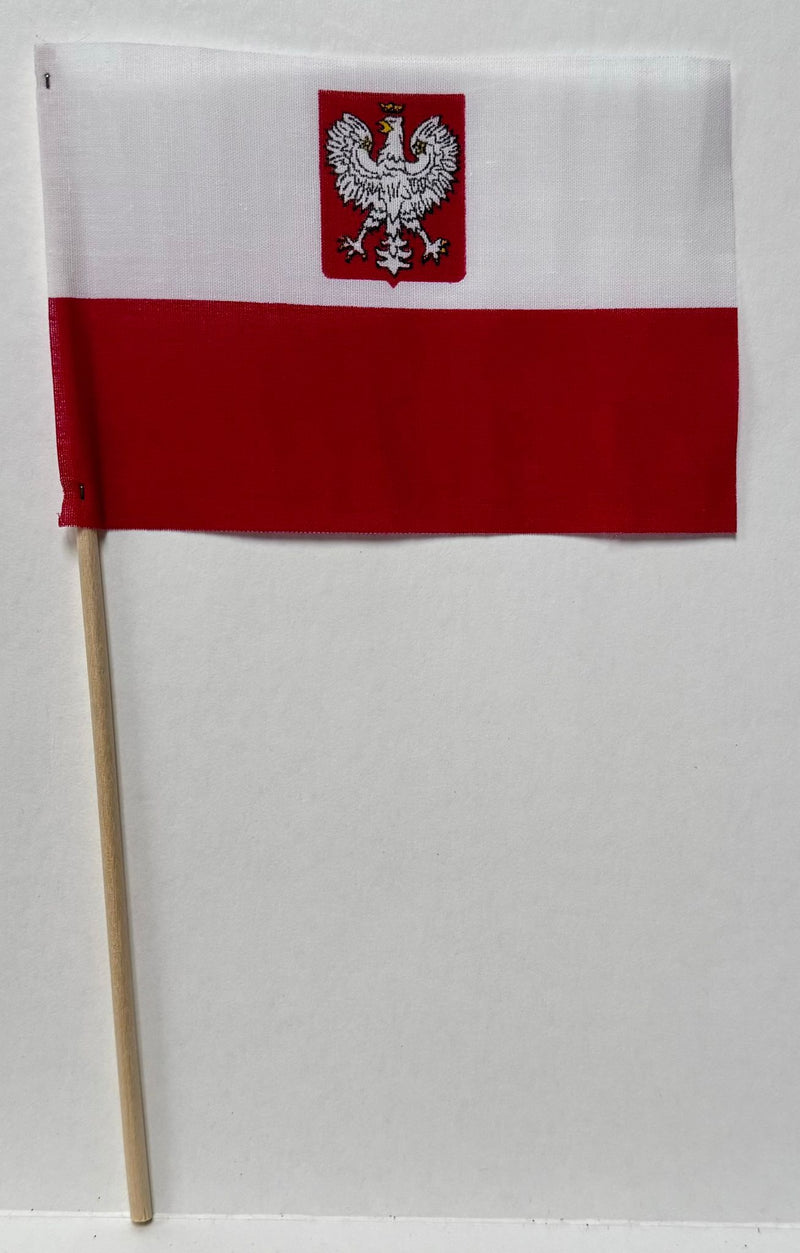 Poland 4"x6" Desk Stick Flag Sewn Rough Tex®  Made In USA