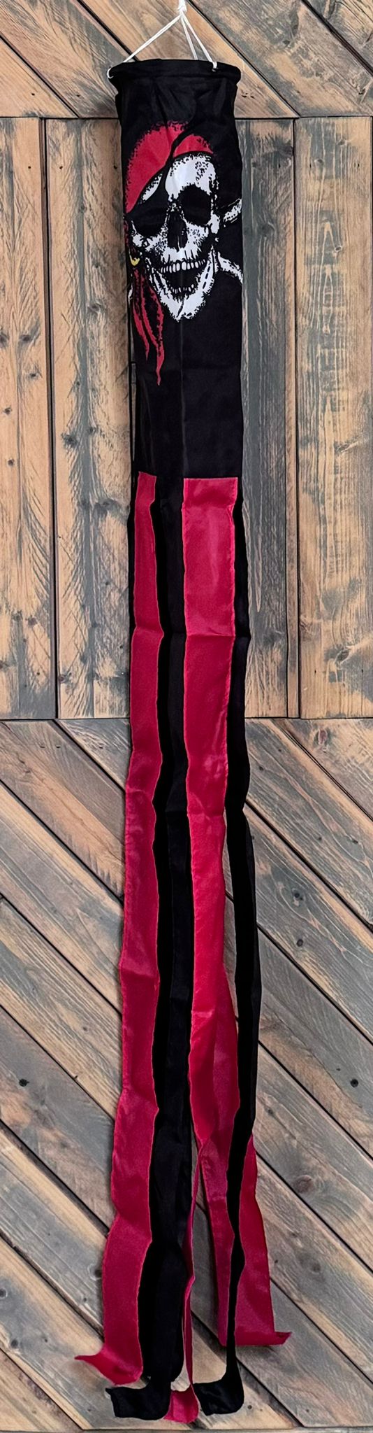 Jolly Roger Pirate Red Hat 5.5"x60" Windsock 68D Nylon