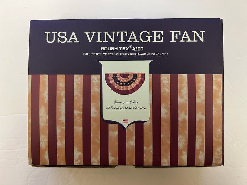 USA American Vintage Fan 1.5'x3' Rough Tex 420D Gift Boxed Flag Tea Stained Nylon Embroidered