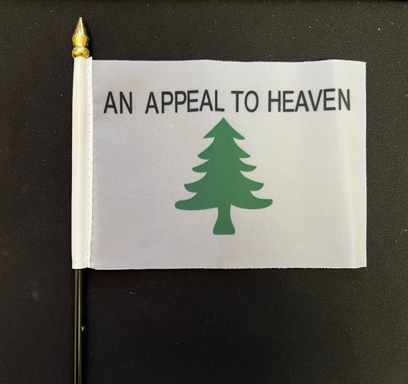 Liberty Pine An Appeal To Heaven 4"x6" Desk Stick Flag Rough Tex® Washington's Cruisers