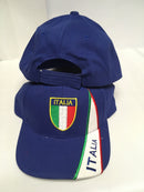 Italia Blue Embroidered Cap Italian Flag Crest Hat