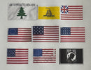 American History Set of 9 Flags Gold bases Oak Poles Brass Eagles & Spears Elks Club Special