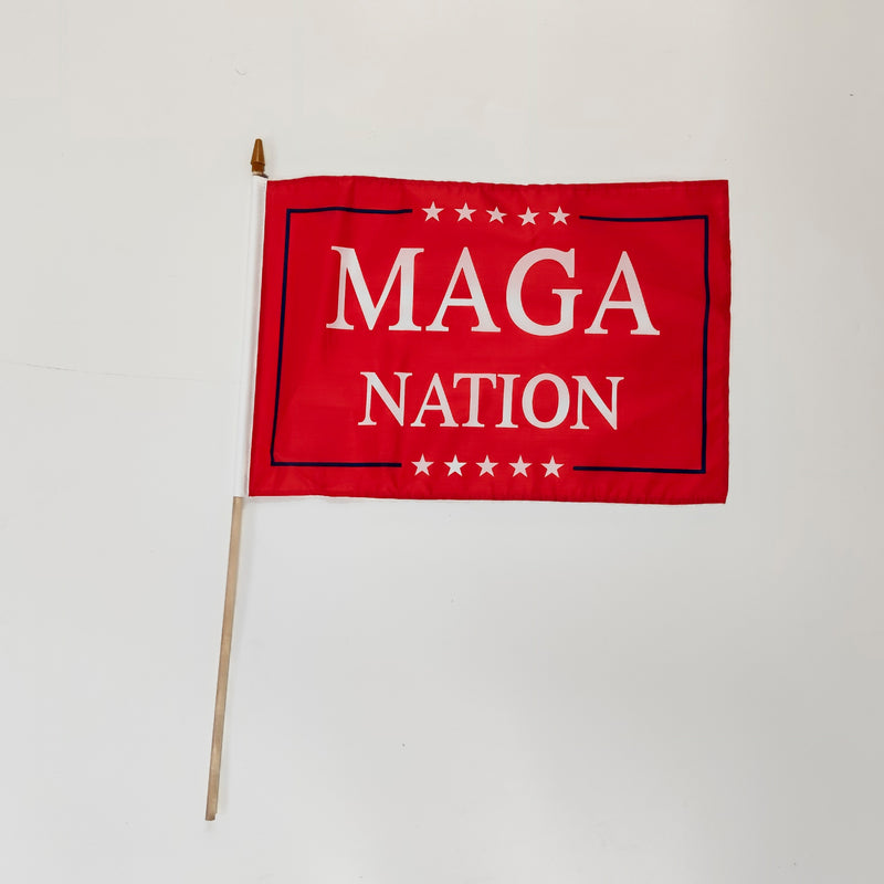 Assortment of Trump 2024 12"x18" Stick Flag ROUGH TEX® with Wooden Stick