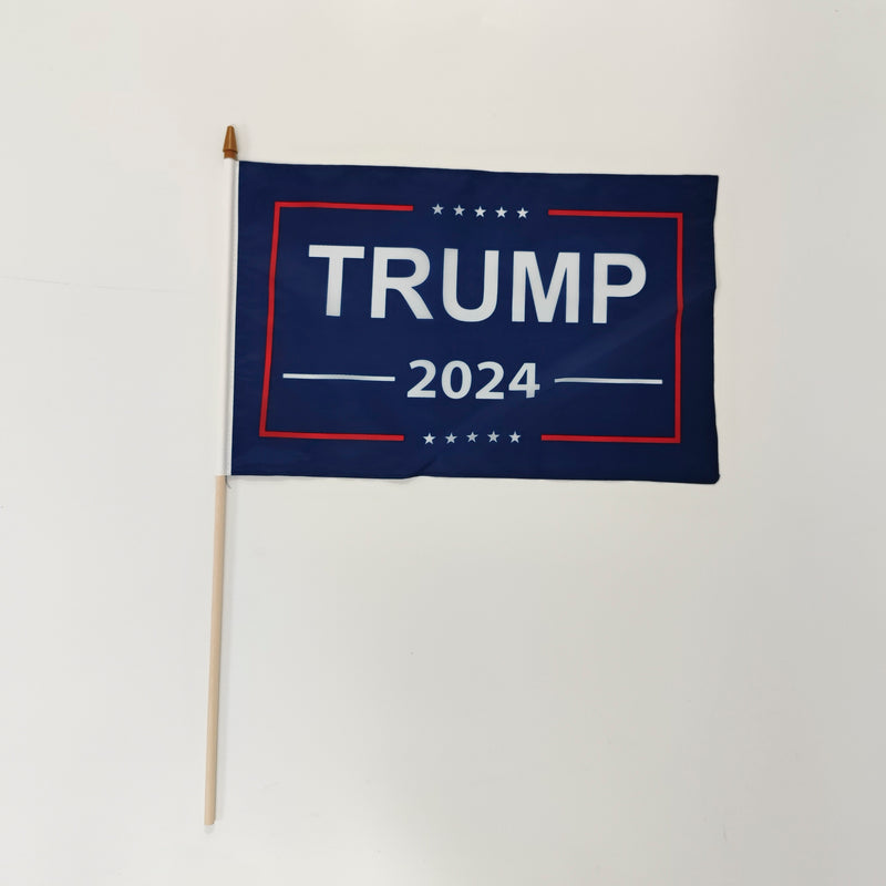 Assortment of Trump 2024 12"x18" Stick Flag ROUGH TEX® with Wooden Stick