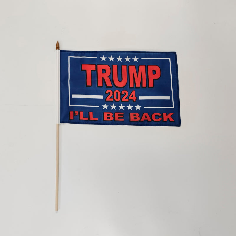 Assortment of Trump 2024 12"x18" Stick Flag ROUGH TEX® with Wooden Stick