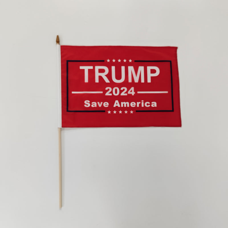 Assortment of Trump 2024 12"x18" Stick Flag ROUGH TEX® with Wooden Stick