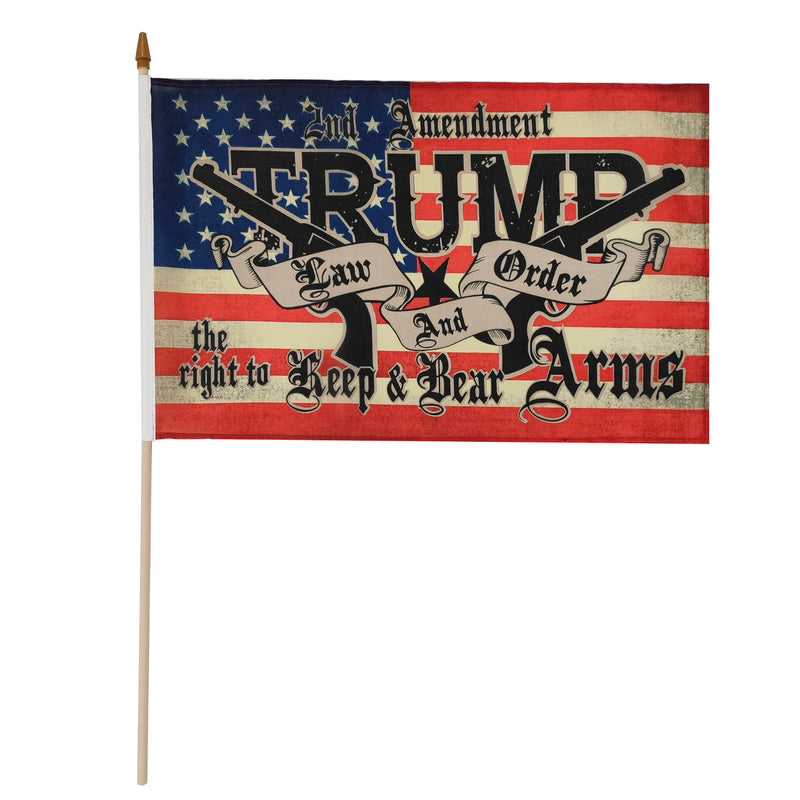 Assortment of Trump 2024 12"x18" Stick Flag ROUGH TEX® with Wooden Stick