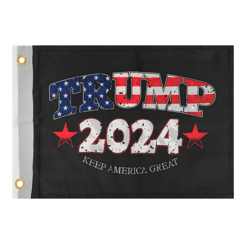 Trump 2024 Keep America Great USA Black 12"x18" Double Sided Flag ROUGH TEX® 100D