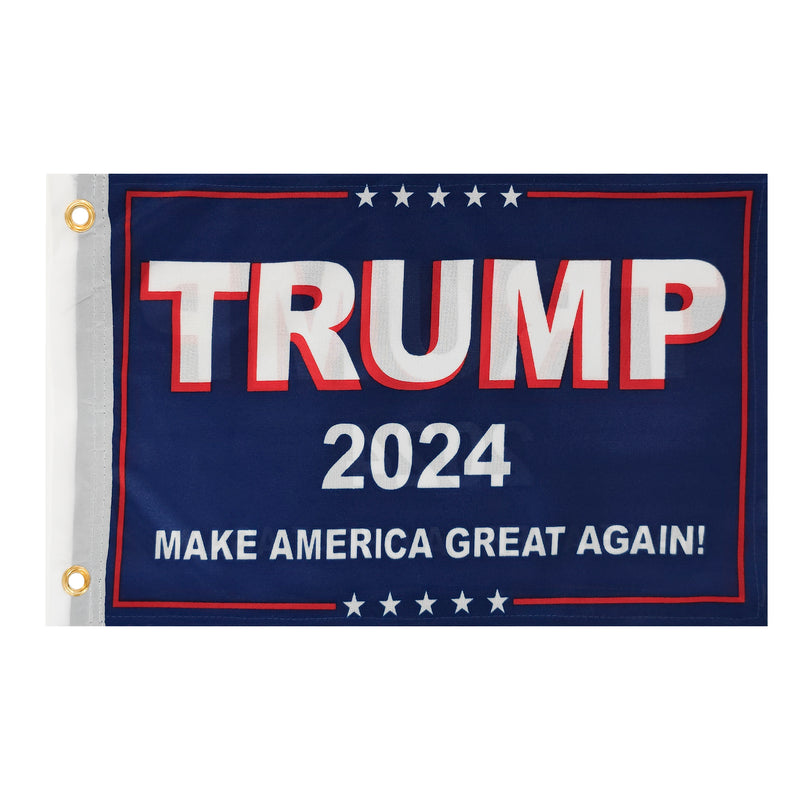Trump 2024 Make America Great Again Blue 12"x18" Double Sided Flag ROUGH TEX® 100D