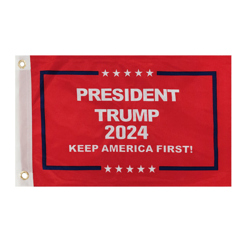 President Trump 2024 Keep America First Red 12"x18" Double Sided Flag ROUGH TEX® 100D