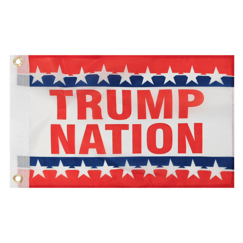 Trump Nation Red White & Blue 12"x18" Double Sided Flag ROUGH TEX® 100D